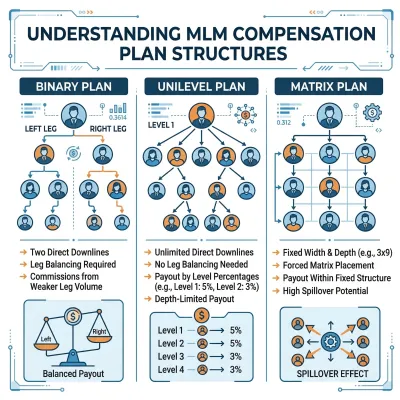 Binary compensation plan structure with automated downline tracking