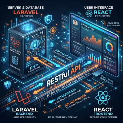 Architectural diagram showing IT Marketz specialized integration of Laravel backend and React frontend development in Chandigarh
